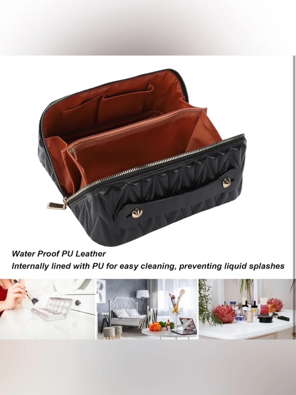 ✨🖤 NWT Travel Makeup Bag – Misvivaus (Black) 🖤✨ - Picture 6 of 8